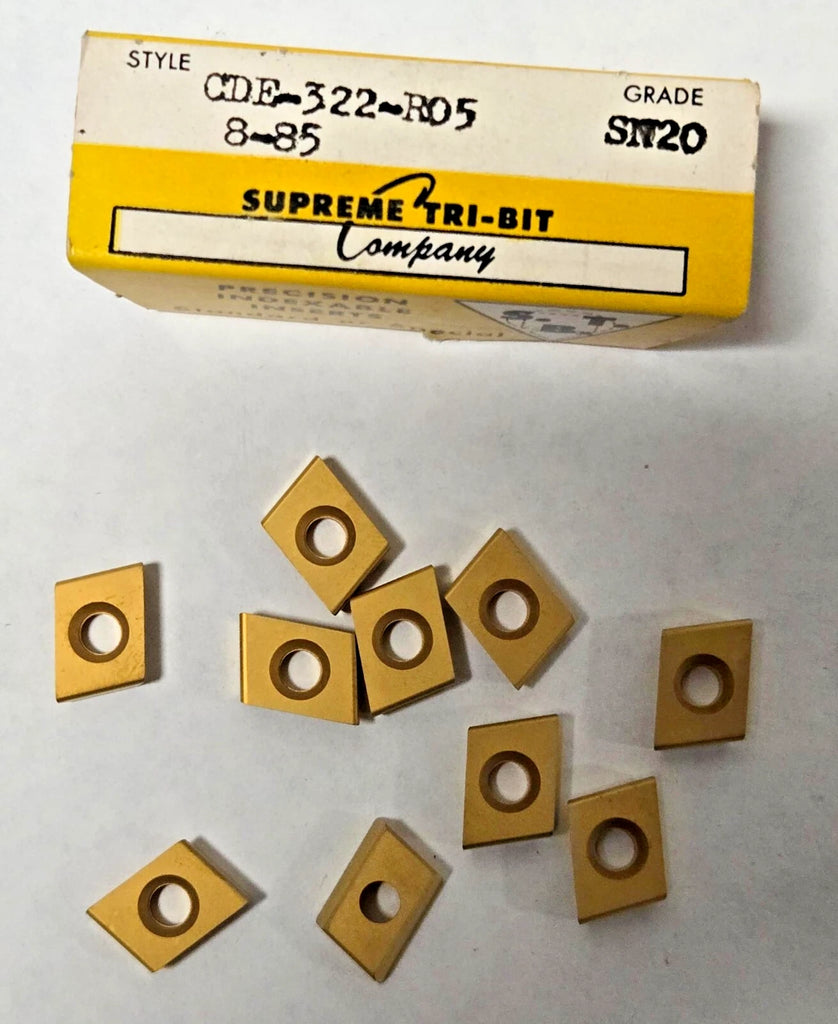 SUPREME TRI BIT CDE 322 R05 SN20 8-85 Lathe Carbide Inserts 10 Pcs New