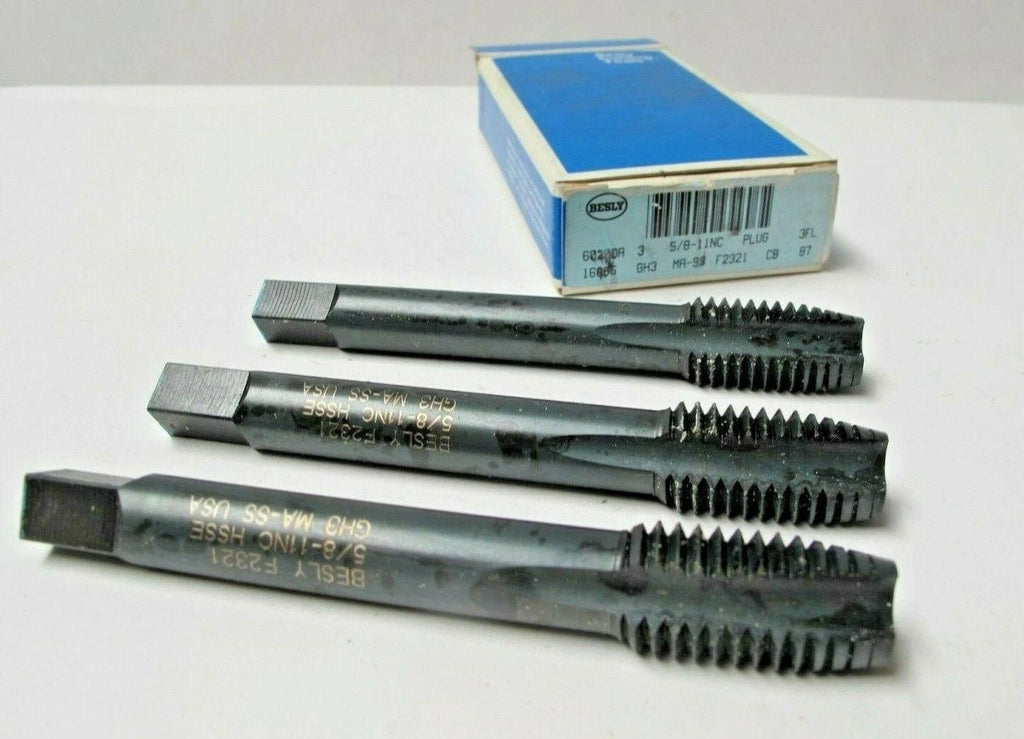Besly Pack of 3 Tap 5/8-11NC GH3 Plug 3 Flutes 16685 Brand New Made In USA