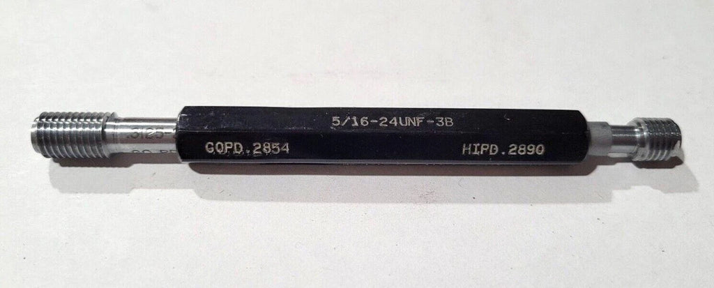 5/16-24 UNF-3B Thread Plug Gage GO & NO GO P.D. .2854 & HIPD .2890