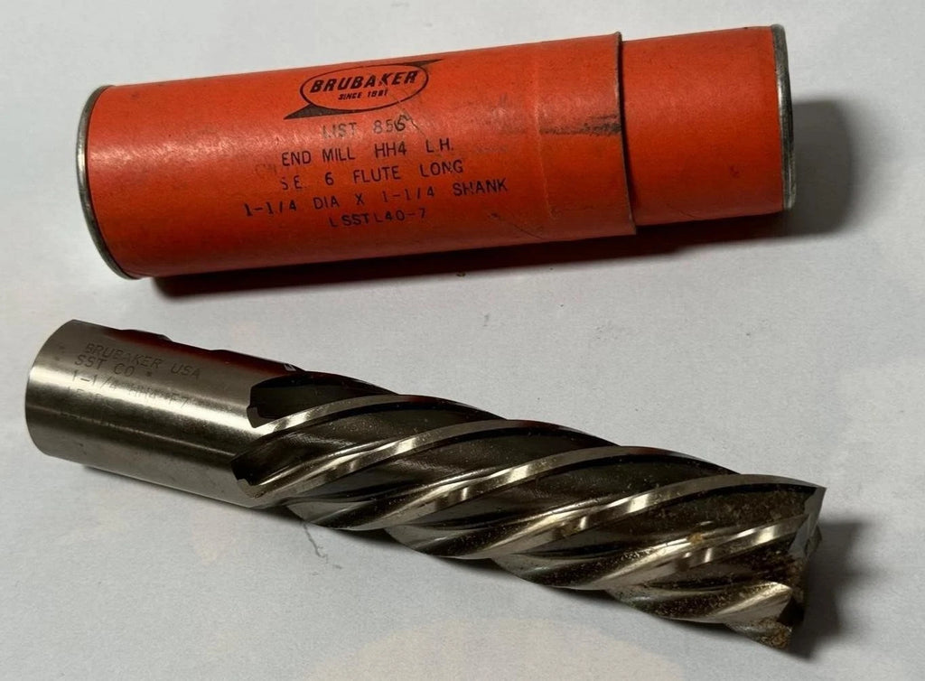 BRUBAKER SST CO HSS End Mill 1-1/4 Diameter 1-1/4 Shank 6 Flutes Left Hand