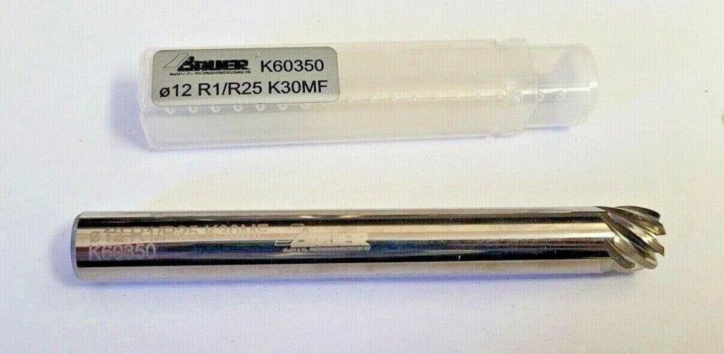 BAUER K60350 R1/R25 K30MF ∅12 8 Flute Carbide End Mill Tool New