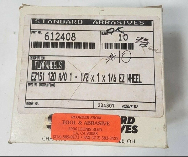 Standard Abrasives 612408 Flap Wheels 1 x 1/2 x 1 x 1/4 Ez Wheel 10 Pcs New 120