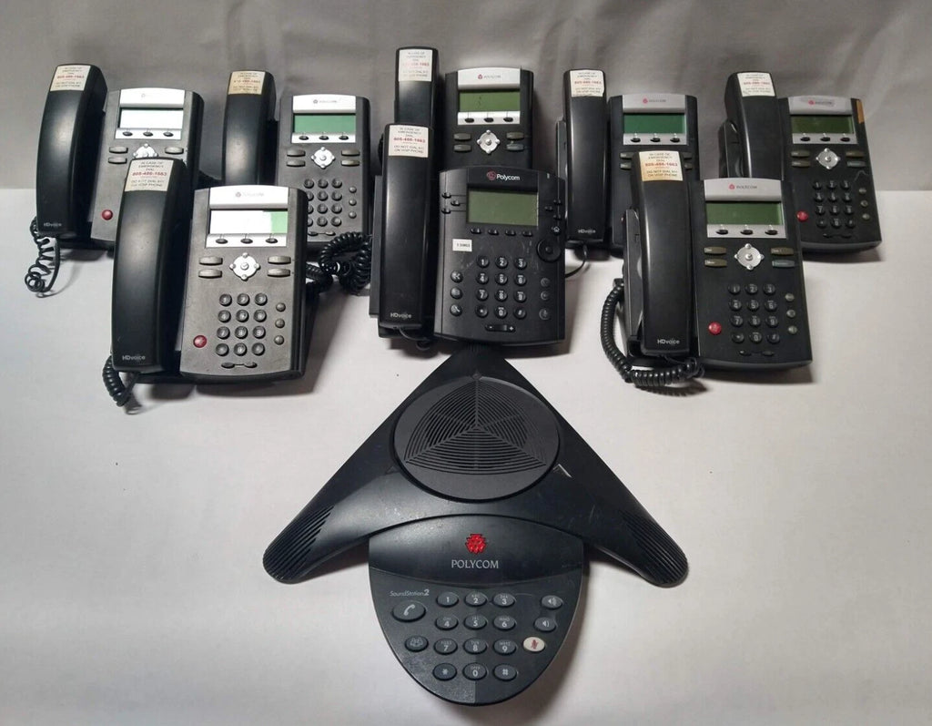Lot of 8 Polycom VoIP Phones IP 331 & VVX300 + SoundStation 2 Conference