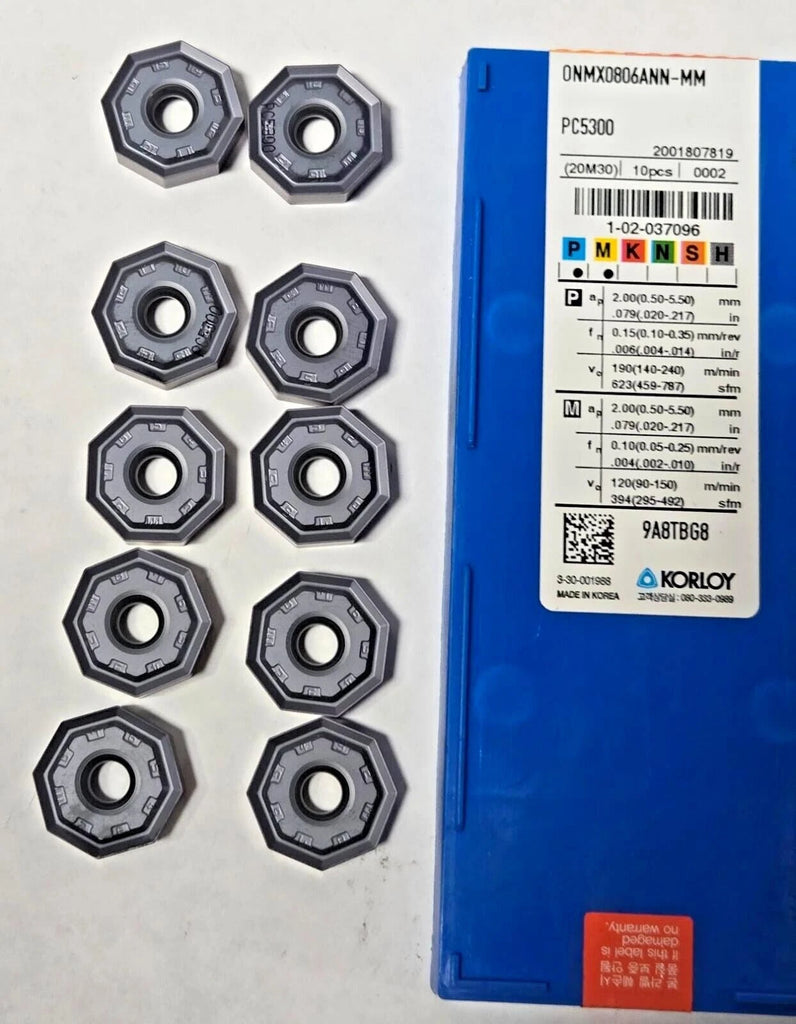 KORLOY ONMX0806ANN-MM PC5300 Octagonal Carbide Inserts Lathe Mill Milling 10Pcs