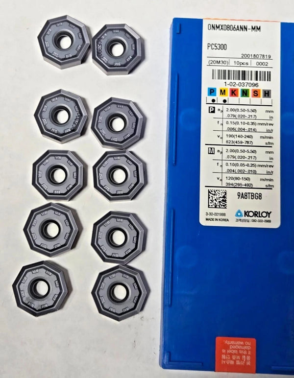 KORLOY ONMX0806ANN-MM PC5300 Octagonal Carbide Inserts Lathe Mill Milling 10Pcs