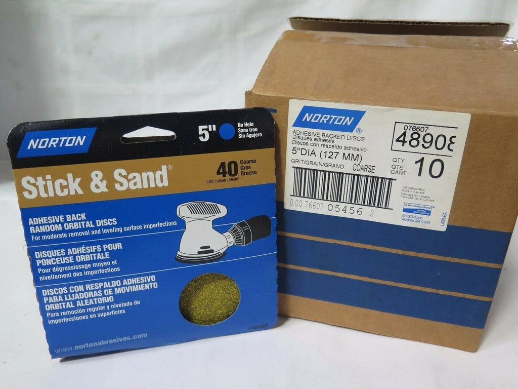 Norton 5" Diameter (127mm) Adhesive backed Discs 48908 Coarse Qty 10 Brand New