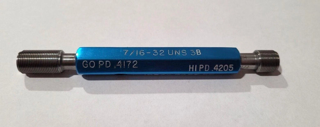7/16-32 UNS 3B GO & NO GO Thread Plug Gage GO P.D. .4172 & HI P.D. .4205