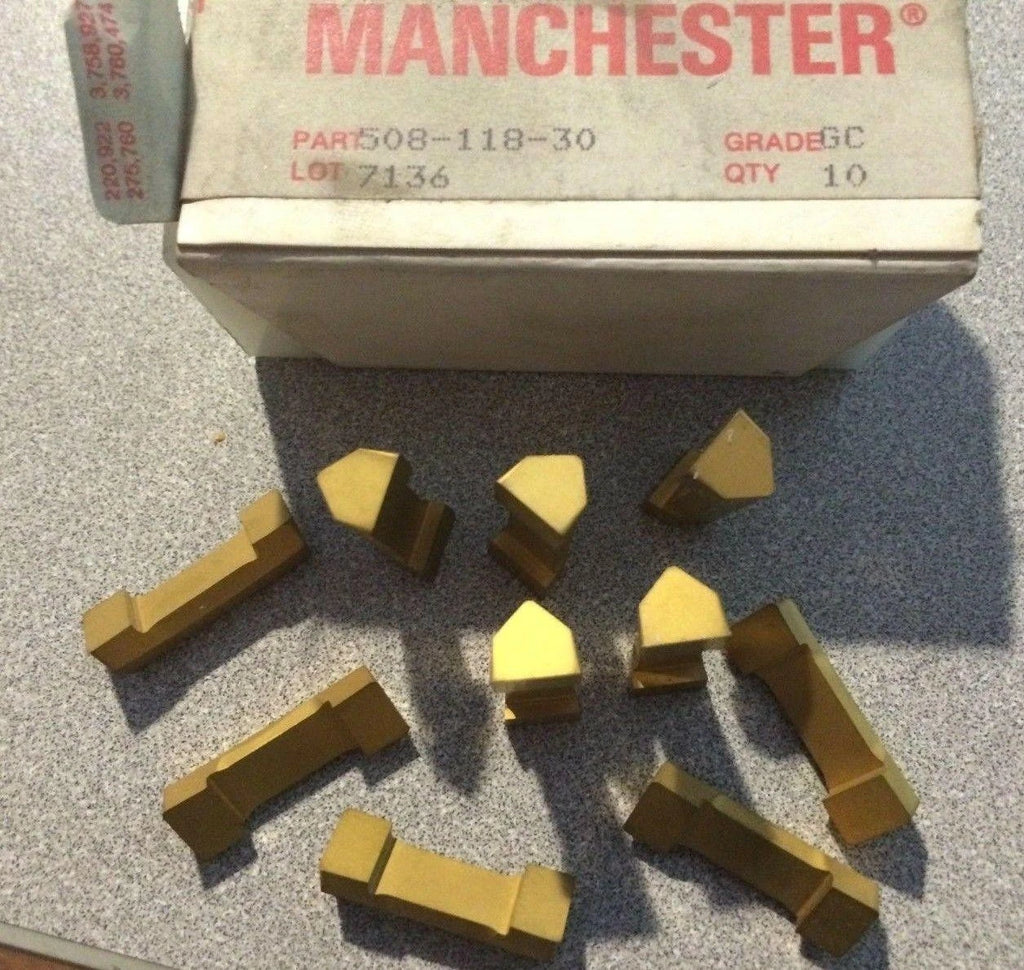 MANCHESTER 508 118 30 7136 GC Grooving Lathe Carbide Inserts Gold 10 Pcs New