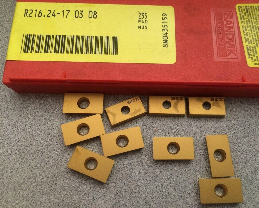 SANDVIK Coromant R216.24-17 03 08 235 P40 M35 Lathe Carbide 10 Inserts Gold New