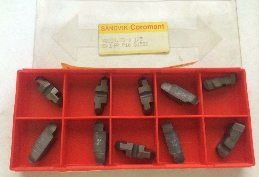 10 Pcs SANDVIK Coromant R154.93 8 125 SIP P10 Grooving Lathe Carbide Inserts New