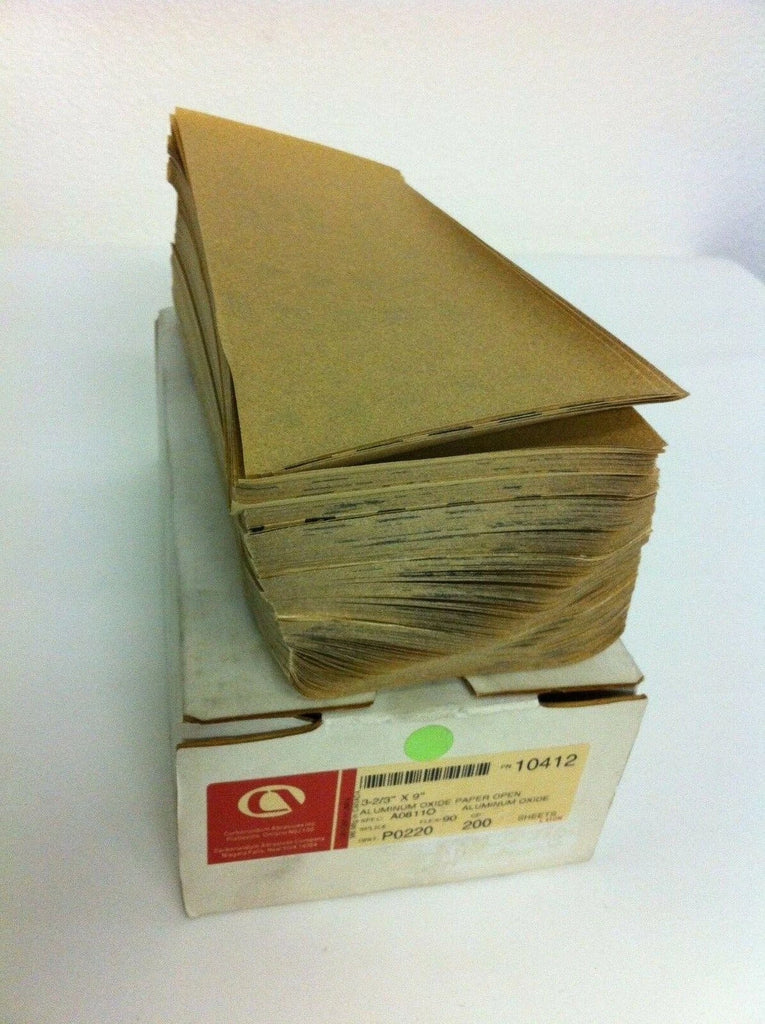 Carborundum Abrasives 200 Aluminum Oxide Sheets 220 Grit 3 2/3" x 9"