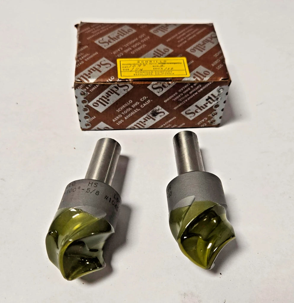 Schrillo 1-1/4" High Speed Steel Countersink 100 Degree 5/8 #1040 USA Lot of 2