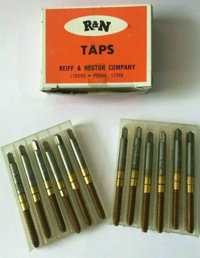 Lot of 12 Reiff Nestor R&N Thread Former HSS Taps 10 - 24 NC BH-8 Tin New USA