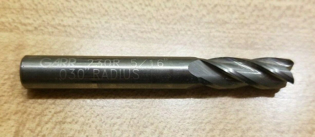 GARR Tool 5/16" 4 Flute End Mill Solid Carbide .030 Radius New