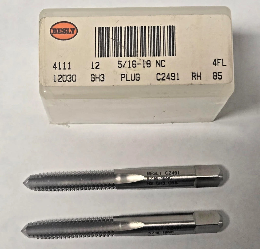 Lot of 2 Besly Tap 5/16 - 18 NC GH3 Plug 4 FL Brand New USA Made
