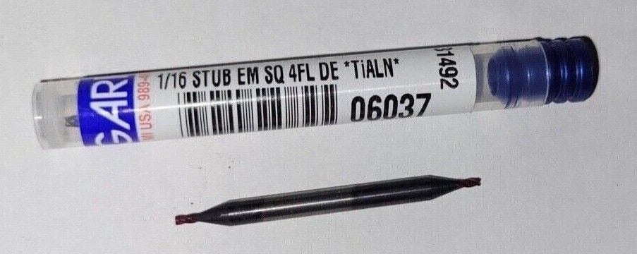 GARR 175MA 1/16 Stub End Mill Square End 4 Flute Double Ended TiALN Coated 06037