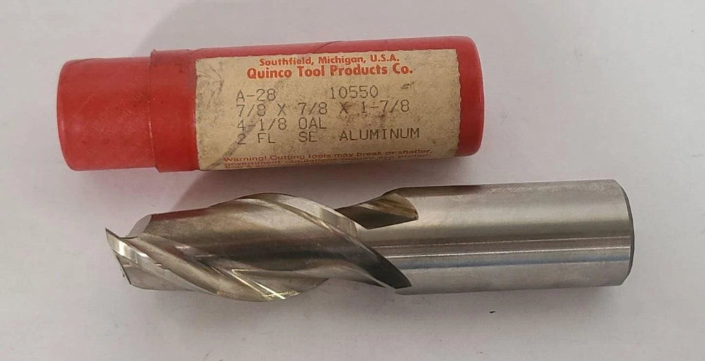 Quinco Tool Products 2 Flutes HSS High Speed End Mill A-28 7/8 x 1-7/8 4-1/8 OAL
