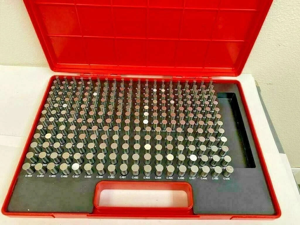 MHC Plug and Pin Gage Set M2 Minus Gauges Metal 250 Pcs Size 0.251" to 0.500
