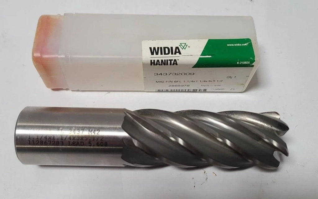 Hanita Carbide End Mill 6 Flutes 1-1/4 x 1-1/4 x 3 x 5-1/2 Sharpen 3437 M42