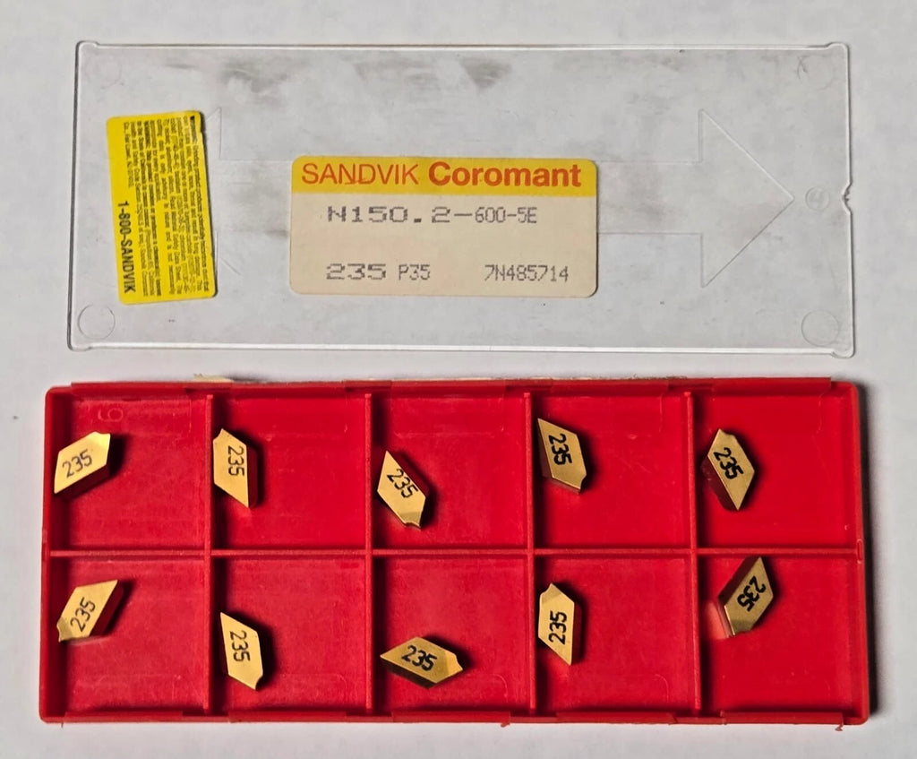SANDVIK Coromant N150.2 600 5E 235 P35 Grooving Lathe Carbide 10 Inserts Gold