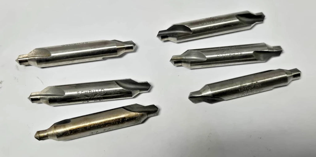HSS Machinist Tool High Speed Steel Center Drills Lathe Schrillo USA Lot of 6
