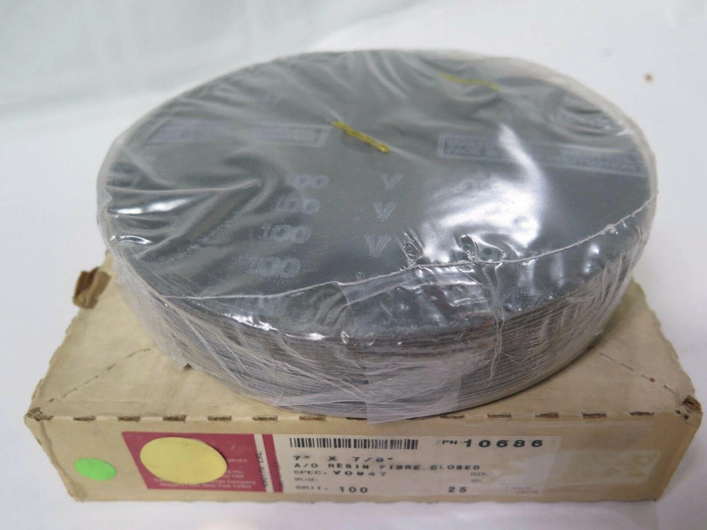 Carborundum Abrasives A/O Resin Fiber Discs 100 Grit 7" x 7/8" 10686 Qty 25 New