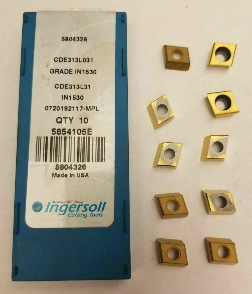 10 Pcs Ingersoll Cutting Tools CDE313L031 IN1530 5804326 Lathe Carbide Inserts