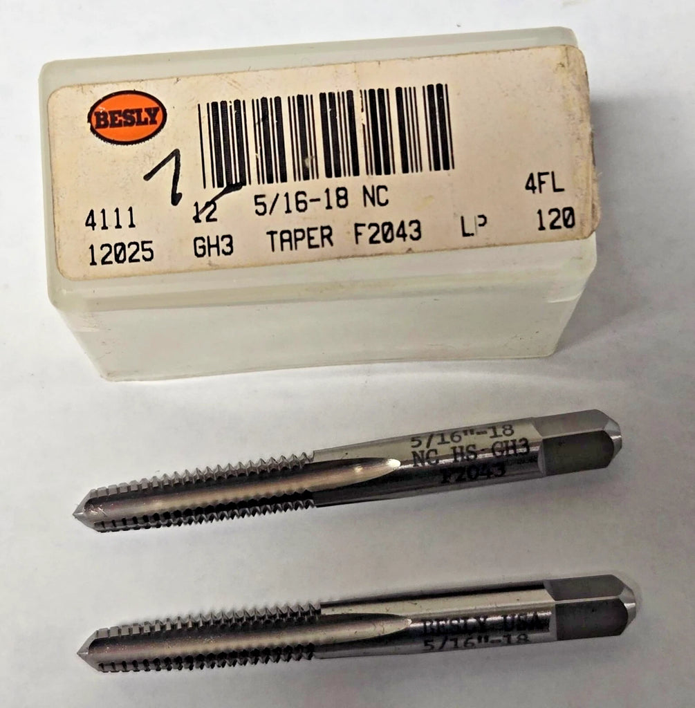 Lot of 2 Besly Tap 5/16 - 18 NC GH3 Taper 4 FL Brand New USA Made