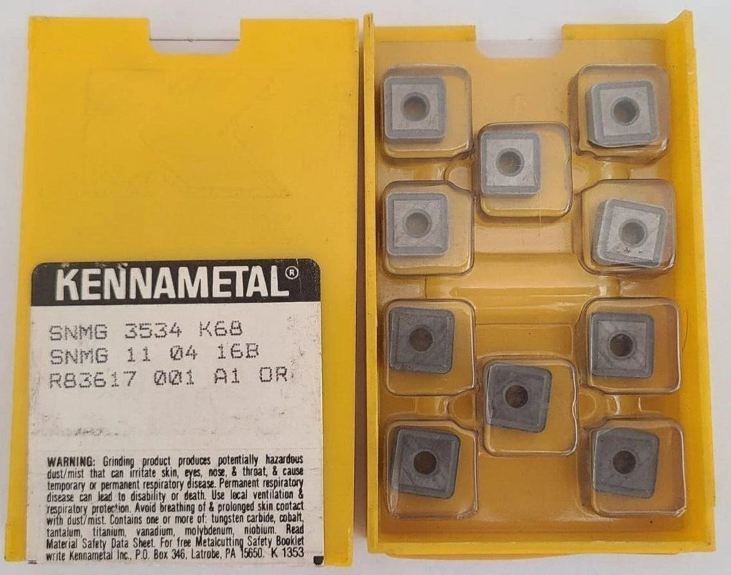Kennametal SNMG 3534 K68 11 04 16B Carbide Inserts Lathe USA New 10 Pcs