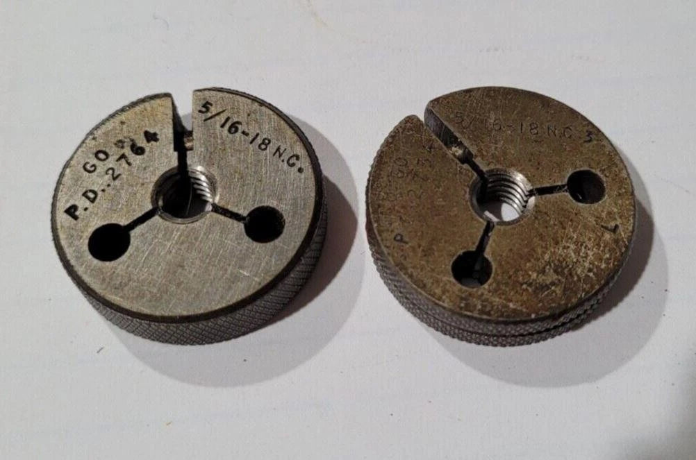 Set Of 5/16-18 NC 3 GO & NO GO Set Thread Ring Gage P.D. .2764 & .2734 Gages