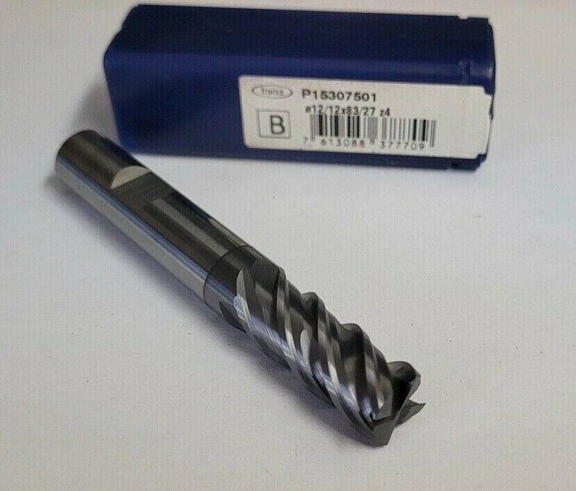 Fraisa P15307501 4 Flute 12mm 27mm LOC 83mm OAL Solid Carbide Square End Mill
