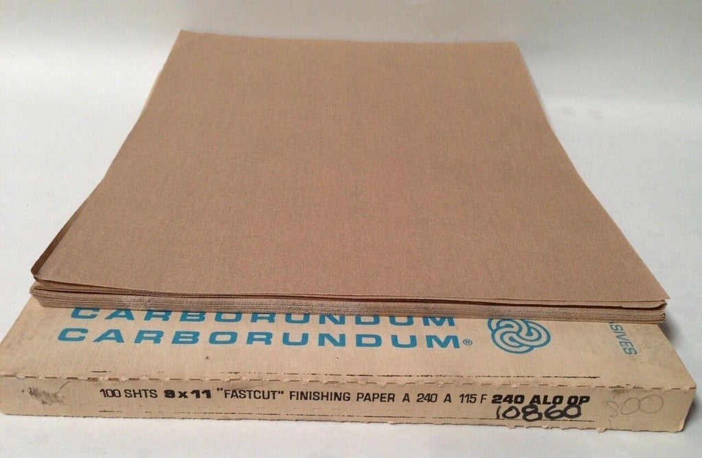 Lot 300 Carborundum Sand Paper 9x11 FASTCUT Finishing ALOXITE 240 Grit 10860