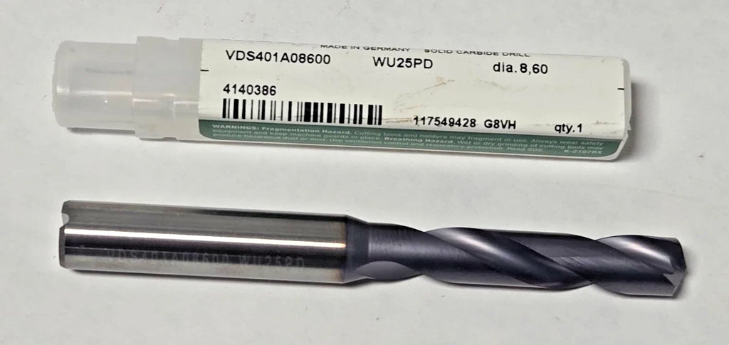 WIDIA HANITA SOLID CARBIDE VDS401A08600 Screw Machine Drill Bit 8.60 mm WU25PD