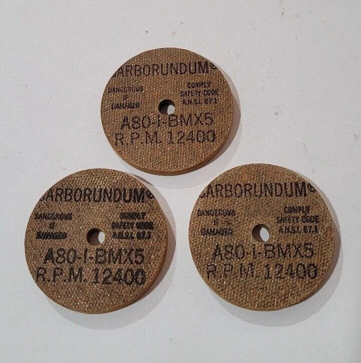 Carborundum Brown Grinding Wheels 2 inch Dia A80-I-BMX5 R.P.M 12400 Lot of 3