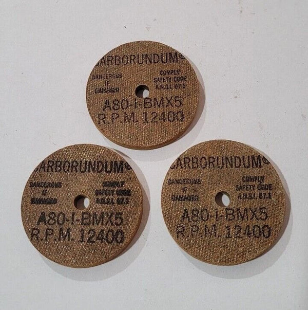 Carborundum Brown Grinding Wheels 2 inch Dia A80-I-BMX5 R.P.M 12400 Lot of 3