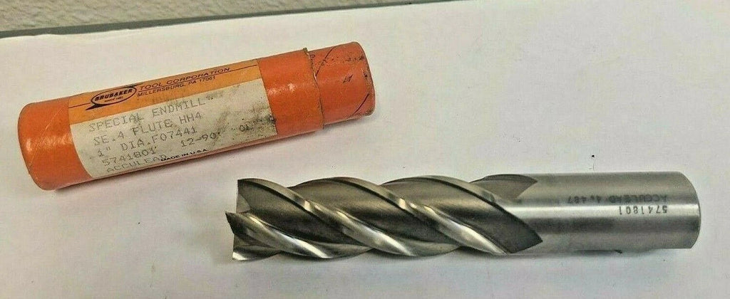 BRUBAKER Tool Corporation HSS End Mill 4 Flutes 1" Diameter Shank NEW SE HH4