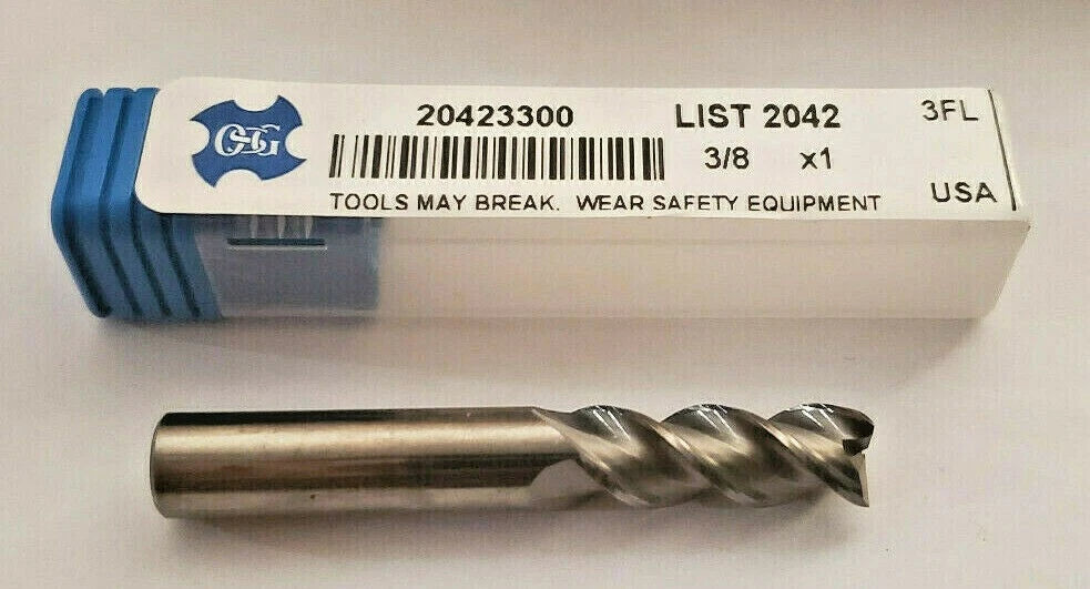 OSG 3/8" Solid Carbide End Mill 3 Flutes List 2042 Made in USA 20423300 New