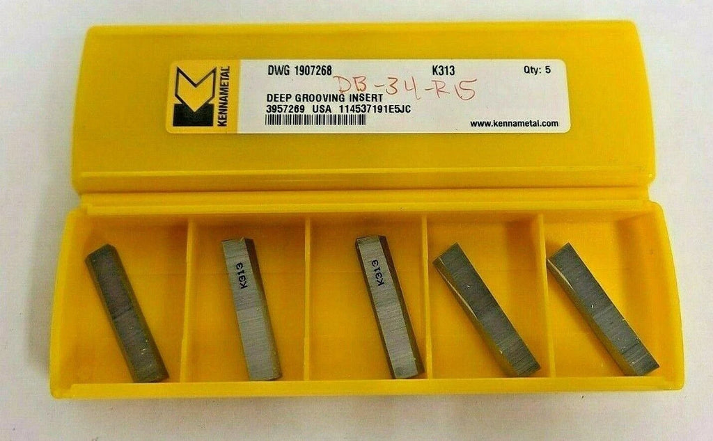 Kennametal 5 Pcs Carbide Deep Grooving Inserts New USA DWG 1907268 K313
