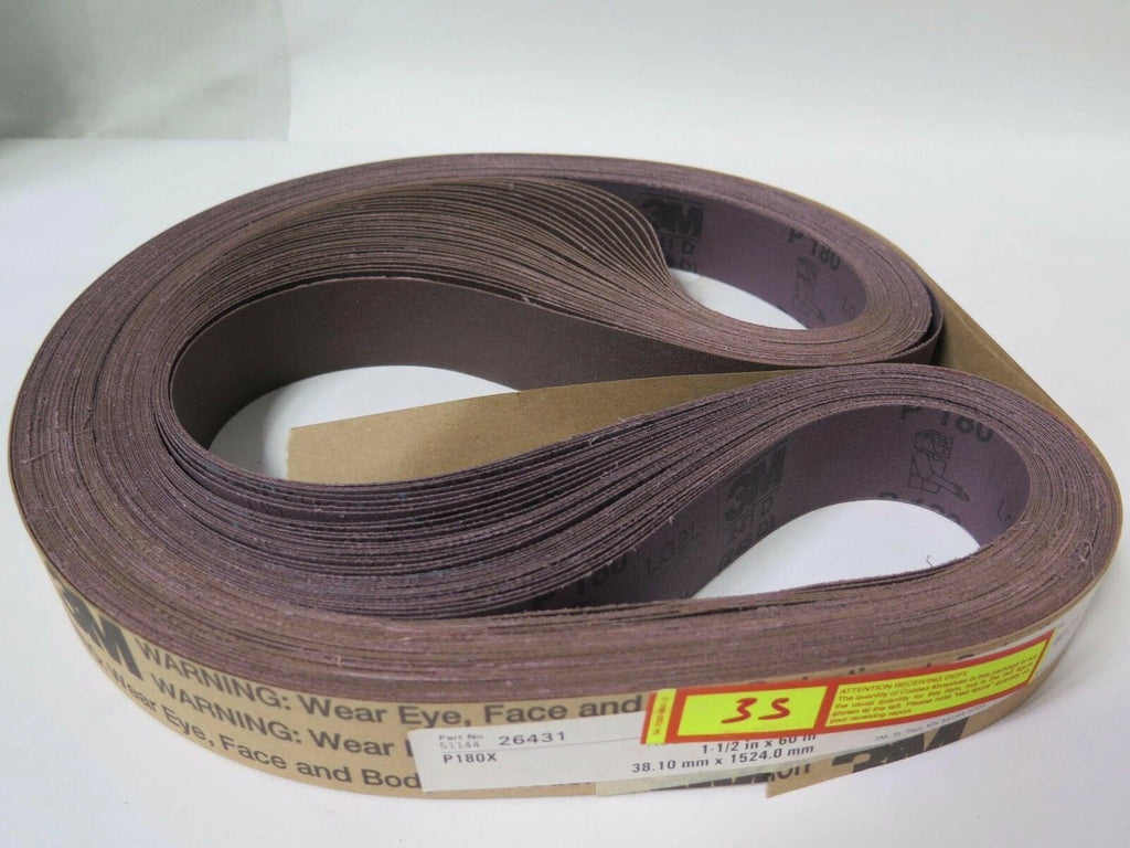 3M 241D 1 1/2" x 60 Three M ite RB Cloth Belts 26431 Grit P180X Qty 35 Brand New