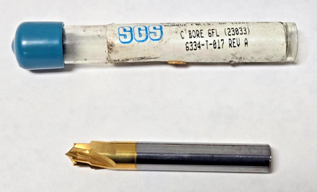 SGS Tool SOLID CARBIDE C Bore END MILL 6 FLUTE BIT 23033 6334-T-017 REV A