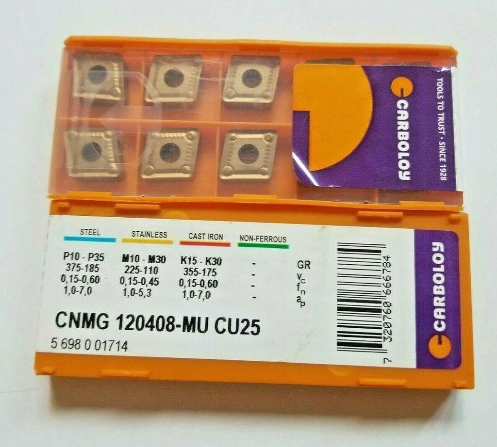10 Pcs CARBOLOY CNMG 120408-MU CU25 Carbide Inserts Lathe Tools New