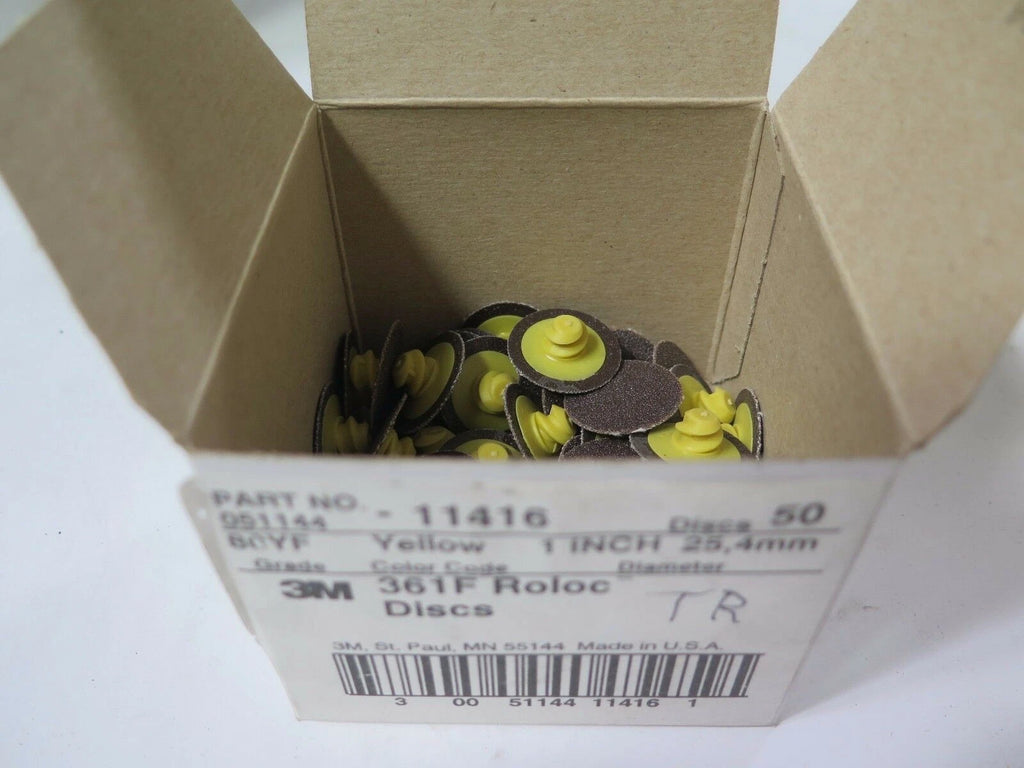 3M 1" 361F 11416 Roloc Yellow Discs PN: 051144 P80YF Qty 50 Brand New
