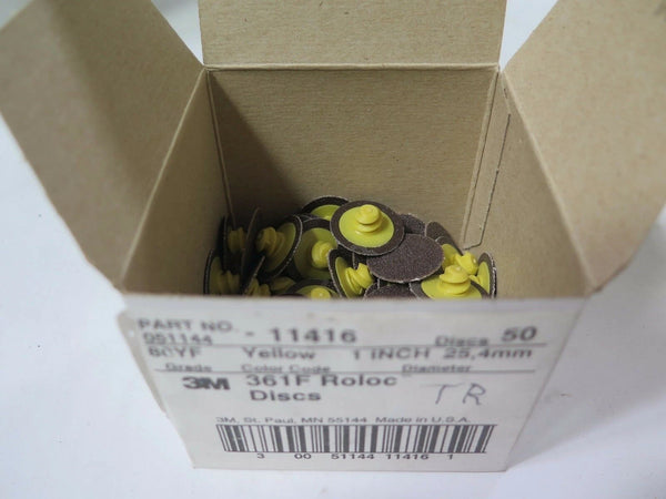 3M 1" 361F 11416 Roloc Yellow Discs PN: 051144 P80YF Qty 50 Brand New