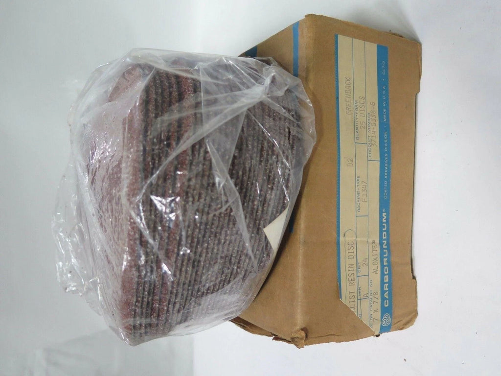 Carborundum Abrasives 25 Medalist Resin Discs 24 Grit 7 x 7/8" Aloxite Brand New