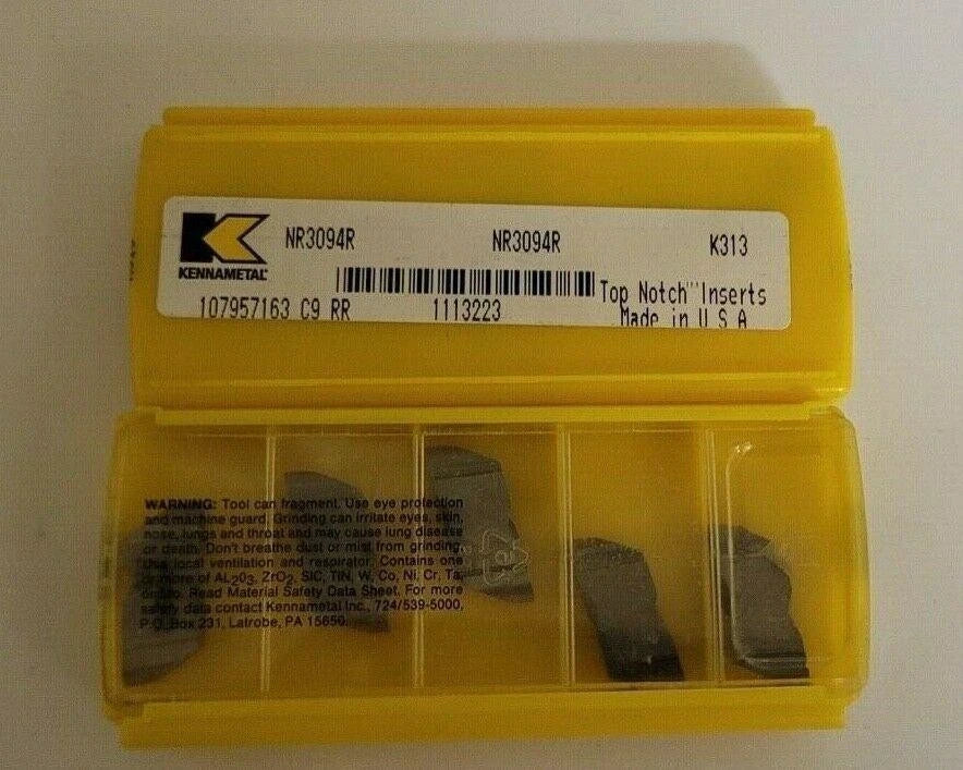 KENNAMETAL 5 Pcs NR3094R K313 Carbide Inserts Top Notch Made in USA