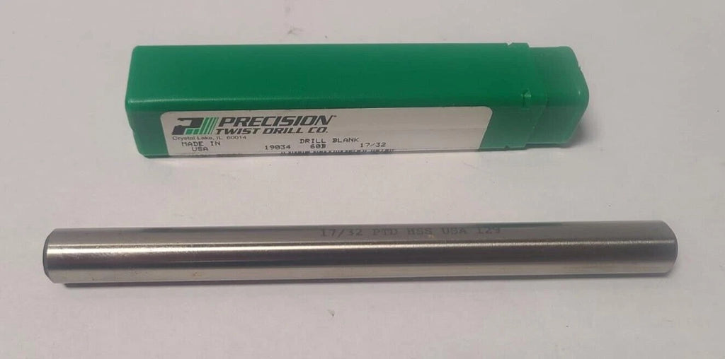 2 Precision Twist PTD 17/32 Drill Blank 60B 19034 HSS High Speed Steel USA New