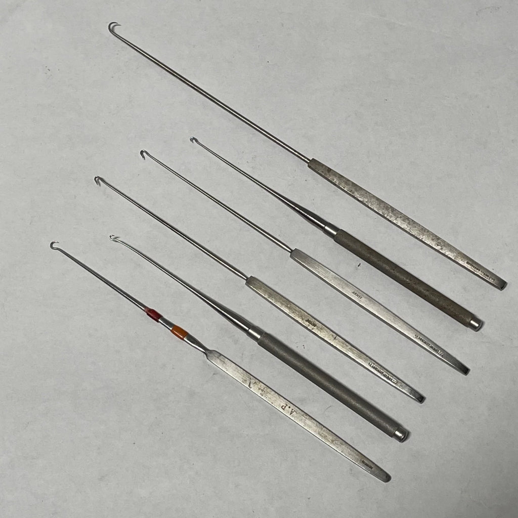 Lot of 6 Single Hook Medical Tools Surgery Lab Germany Stainless A.P. Jarit
