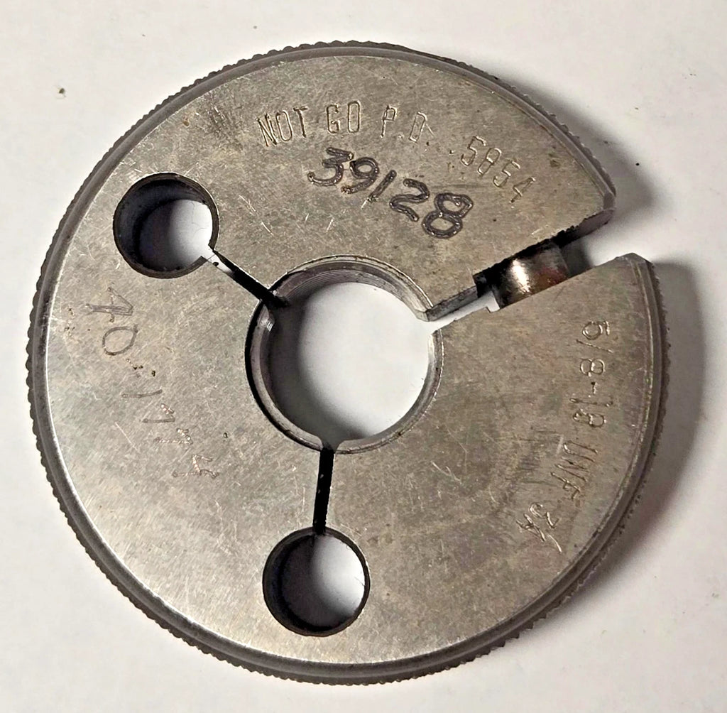 Gauge BORE RING 5/8-18 UNF 3A Not GO PD .5854 Thread Plug Gage