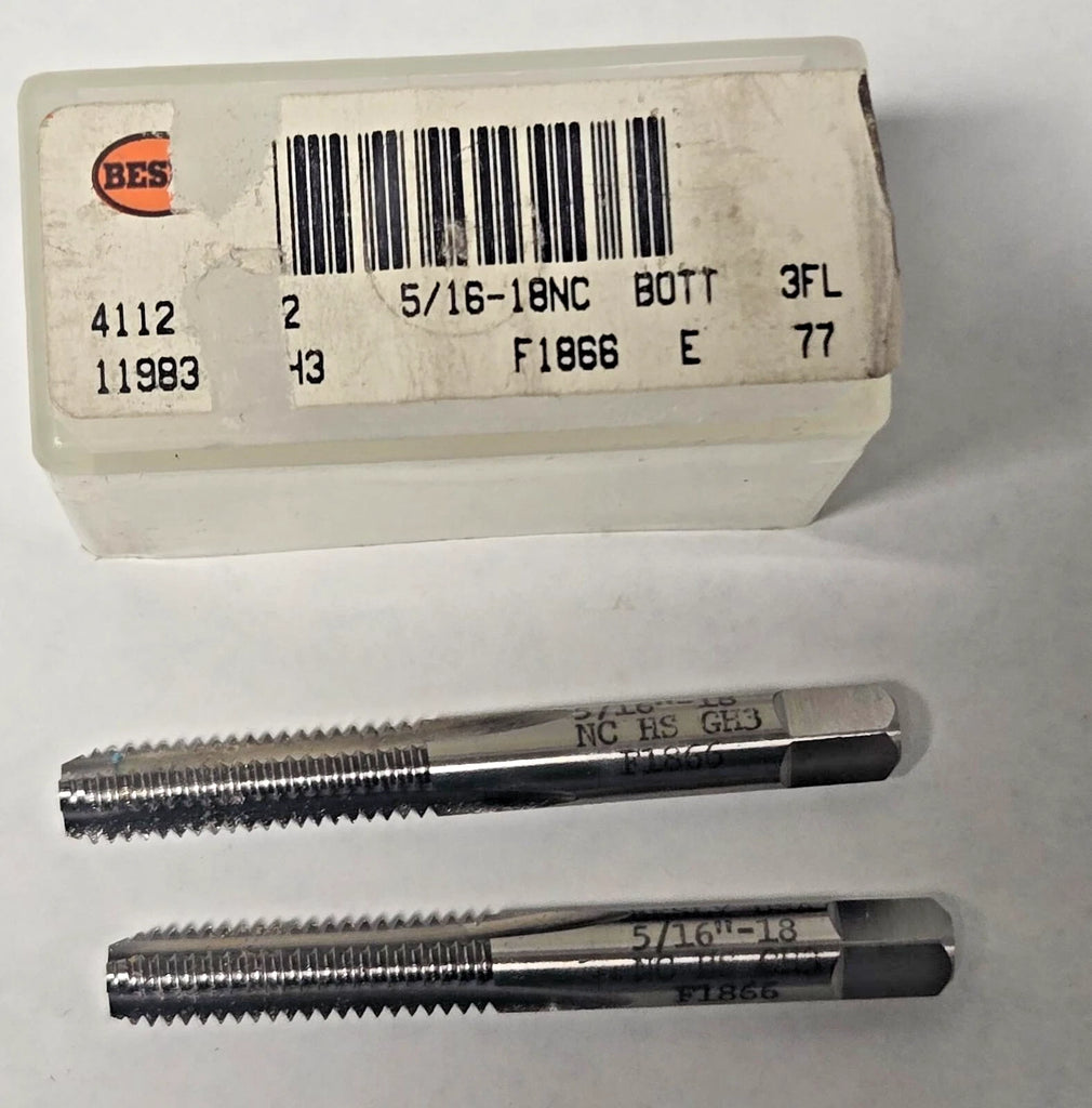 Lot of 2 Besly Tap 5/16 - 18 NC GH3 Bott 3 FL Brand New USA Made