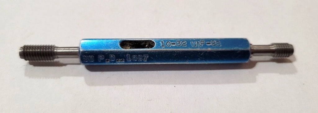 10-32 UNF-2B GO & NO GO Thread Plug Gages GO P.D. .1697 & NOGO .1736
